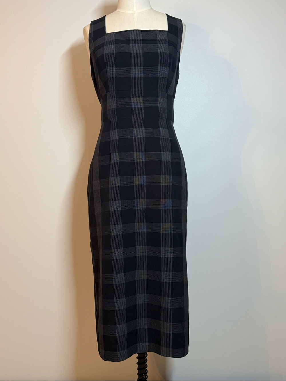 Banana Republic Black and Gray Plaid Sheath Dress